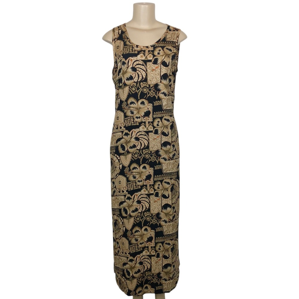 Tommy Bahama 100% Silk Floral Mixed Print Maxi Dress Medium Tropical Hawaiian